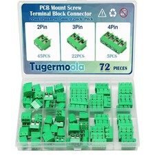 72PCS 5mm/0.2inch 2Pin 3Pin 4Pin Pitch PCB Mount Screw Terminal Block Connect...