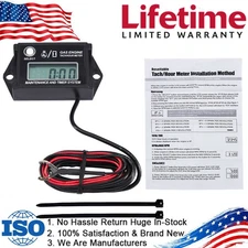 Digital Tachometer Hour Meter Tiny Tach Outboard For Small Engine Motor Black