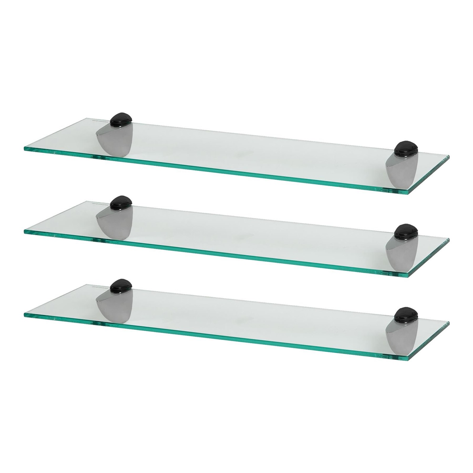 Harbour Housewares Floating Glass Bathroom Shelf - 60cm - Clear - Pack of 3 - Image 2