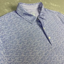 Hickey Freeman Golf Polo Shirt Mens XL Blue Allover Print Stretch Performance