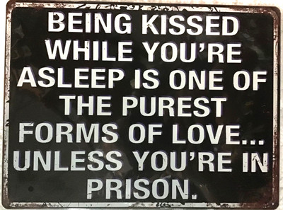 Tin Sign *12x16* Prison funny Kissed Sleeping Love Sleep Kiss Jail Prisoner #64