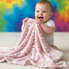 NEW Pink Daisy Floral Checkered Plush Velvet Baby Blanket Toddler Heavenly Sent