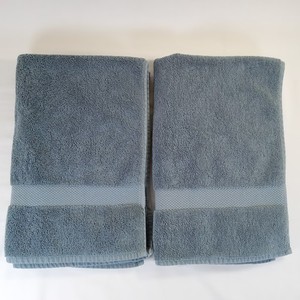 2 Restoration Hardware 100% Cotton Hand Towels Turkey Slate Blue French Blue ?