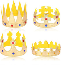4Pcs King Crowns Queen Costume Crown Hat for Royal Halloween Cosplay Birthday