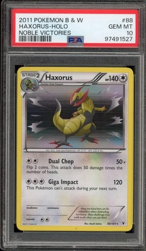 Pokemon Haxorus Noble Victories Holo Rare #88 PSA 10 Gem Mint