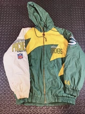 VINTAGE RARE LOGO ATHLETIC GREEN BAY PACKERS "SHARK TOOTH "WINTER JACKET SIZE L 