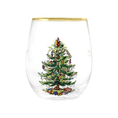 Spode Christmas Tree Stemless Wine Glasses - Set of 4