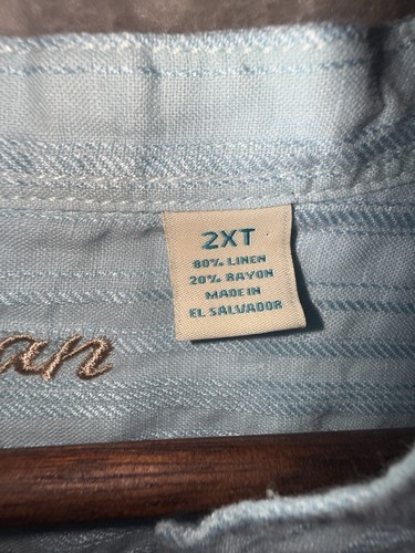CARIBBEAN Light Blue Linen Blend BUTTON-UP SHIRT Mens Size 2XT - Picture 7 of 13