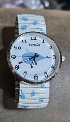Varsales Whale Theme Quartz Analog Women's Watch Oversize Dial - New Battery