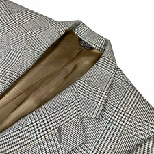 VTG Bill Blass Men  s Bespoke Tweed Blazer Beige/Gray Houndstooth   USA   42R