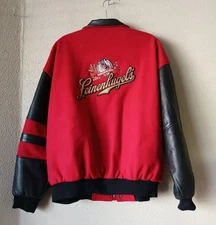 Vintage Leinenkugel's Jacket Mens Large Red Black Wool Leather Varsity 2003 00s