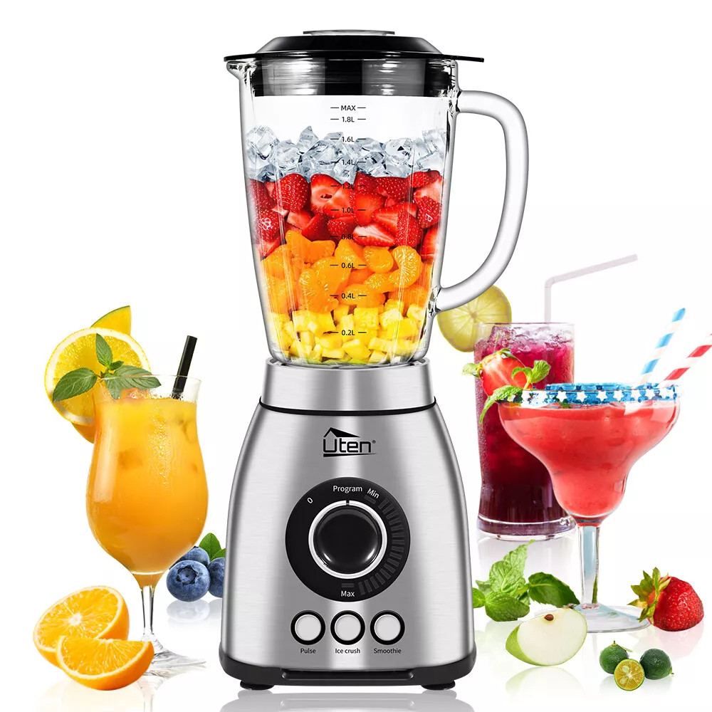 Blender 2L Glass Jug Ice Crush Blender Milkshakes Fruit Juic