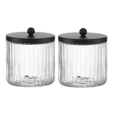 2pack Glass Qtip Holder Dispenser Set For Cotton Ball Swab Round Pads Floss Pick