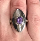 VTG Sterling Silver 925 Purple Topaz Or Amethyst ? Statement Ring Sz 6.5 7.6 g*