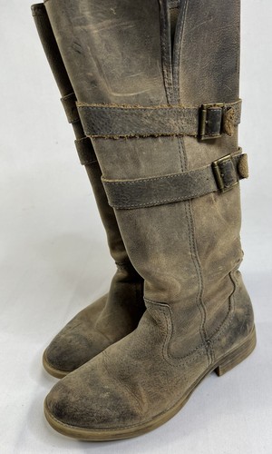 Botas de moto Bed Stu de cuero con hebilla para mujer talla 7,5 desgastadas hasta la rodilla altas - Imagen 5 de 7