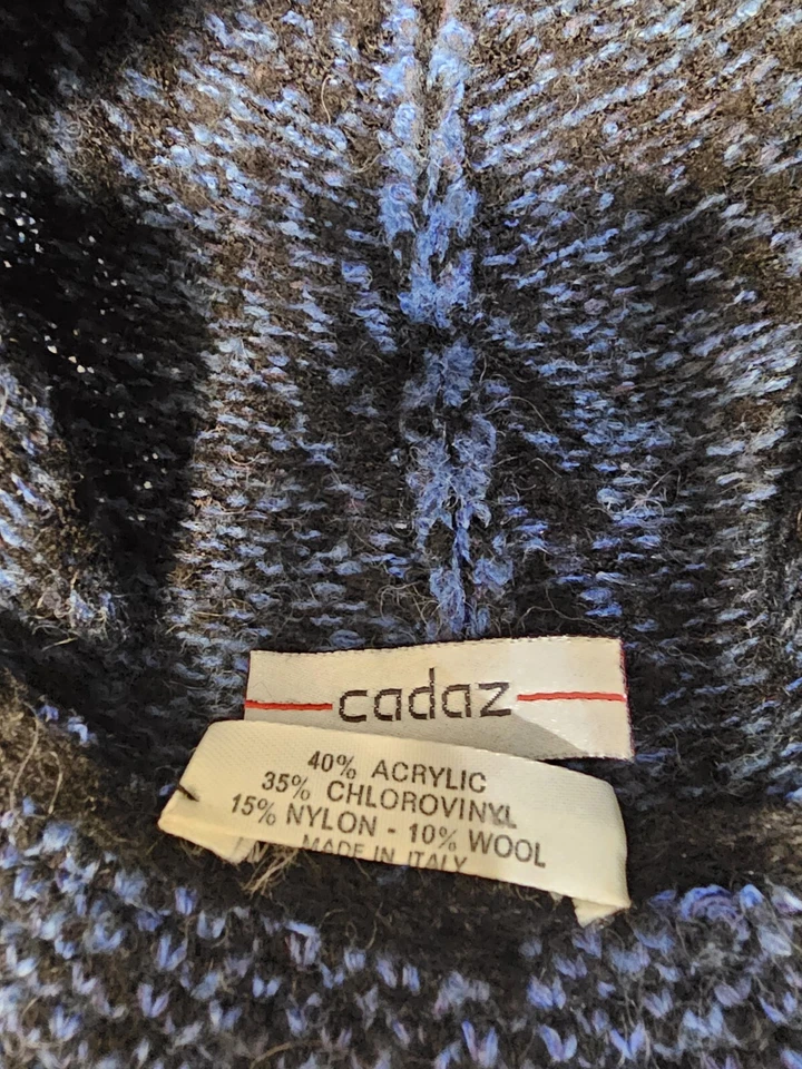 Sombrero Cadaz Años 80 Vintage Italiano Azul Negro Acrílico Fedora Tirol Trilby Pequeño Foto 2 de 4