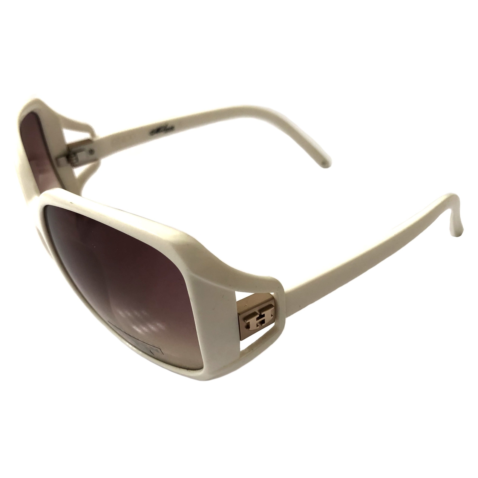 NEW Hoven Vision Glam Sunglasses Bold Shiny White Frame Brown Fade