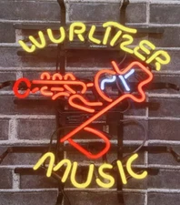 Wurlitzer Music Trumpet Jukeboxes 20"x16" Neon Sign Bar Lamp Light Garage EM