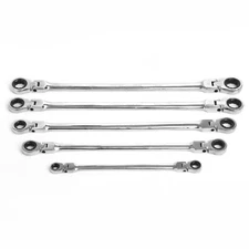 5Pc 8-17mm Metric Flexible Head Ratcheting Wrench Extra Long Double Box End Set