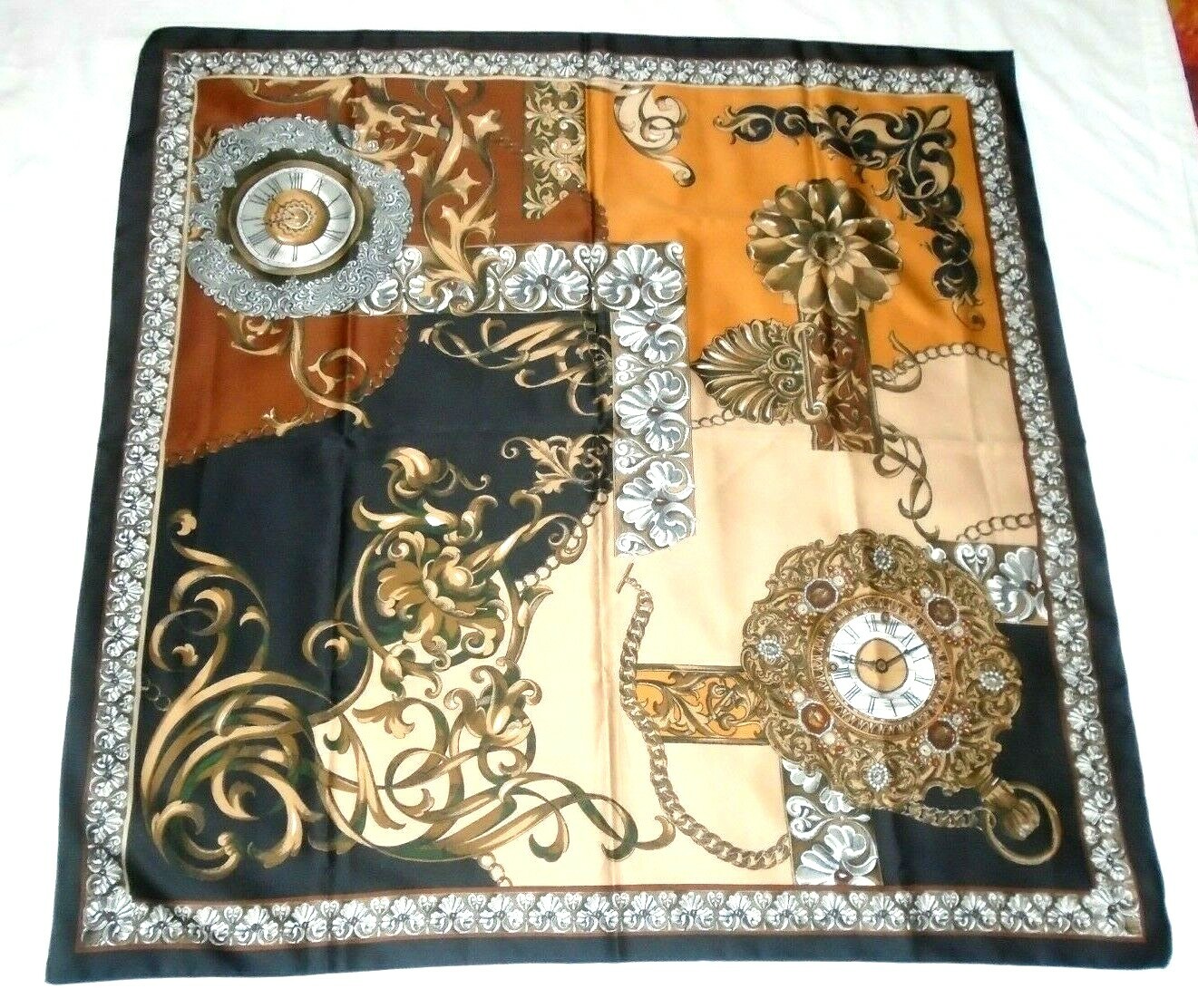 Specialty House Darker Colors Royal Pocket Watches Polyester Scarf Made in Italy image 8