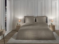 Heckett & Lane Mako-Satin BettwäSche 155X220 Diamante Taupe Grey Karo Wende Uni