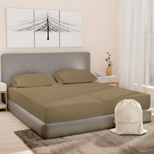 Luxury 1000 TC Egyptian Cotton Split King Sheet Set - 5 Piece, Taupe