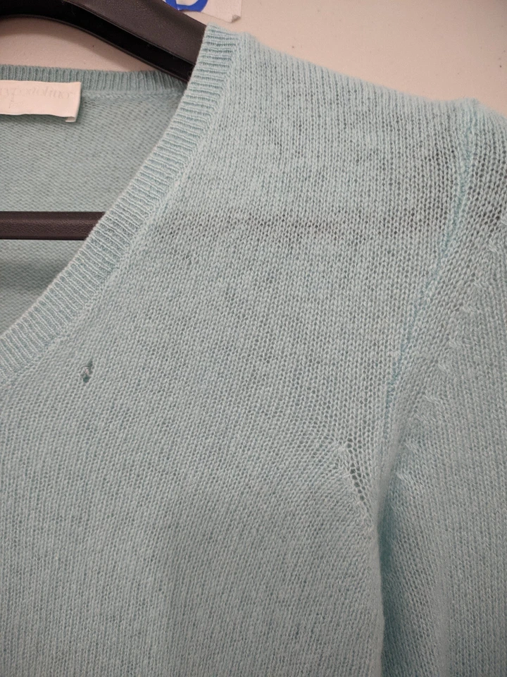 Suéter GentryPortofino para mujer XS verde azulado suéter 100 % cachemir cuello en V liso Foto 4 de 4