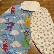 Lot of 3 Fitted Cotton Crib Sheets Pink Cute Teleatubbies Bears, White Pre-Owned