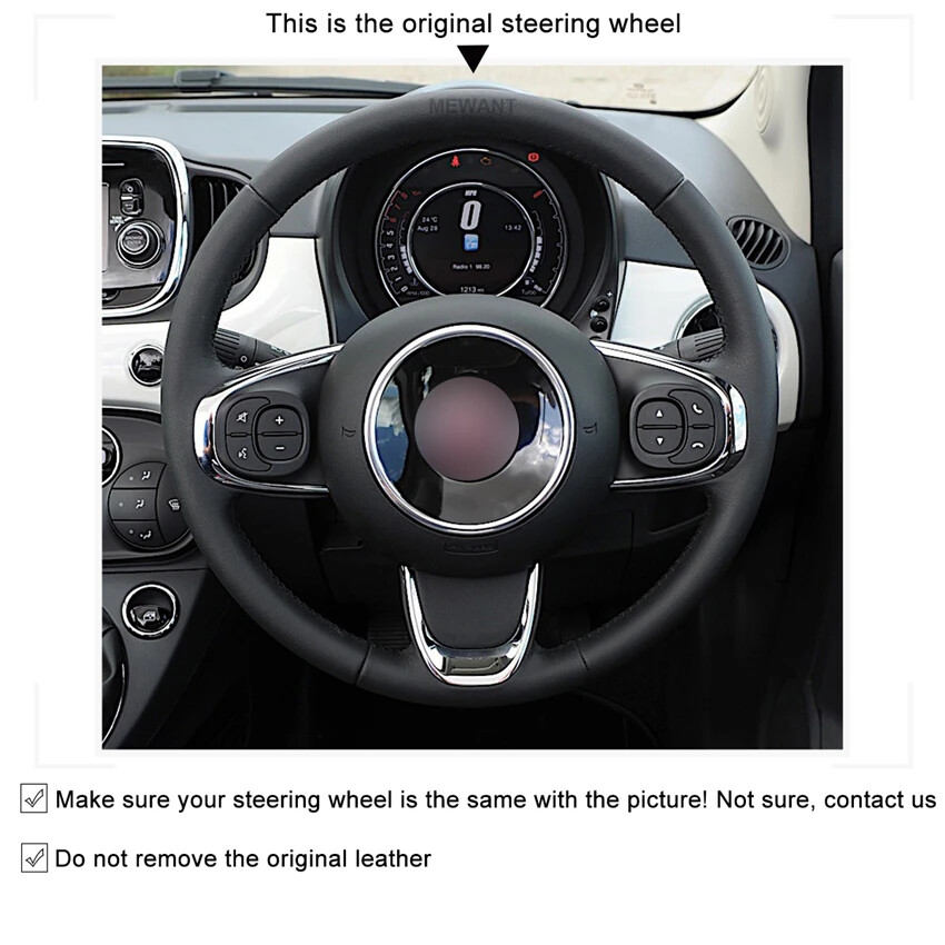 MEWANT Custom Steering Wheel Cover For Abarth 500 500C 595 595C 2009