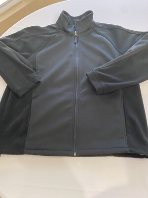 Cheetah Brand Mens XL Solid Black Full Zip Fleece Jacket Pockets