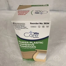 WeCare 3634 Sheer Plastic Adhesive Bandages 2"x4.5 " X-Large 50/BX Non-Stick Pad
