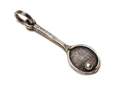 Tennis Racquet Charm Sterling Silver 925 Dangle 1” Long