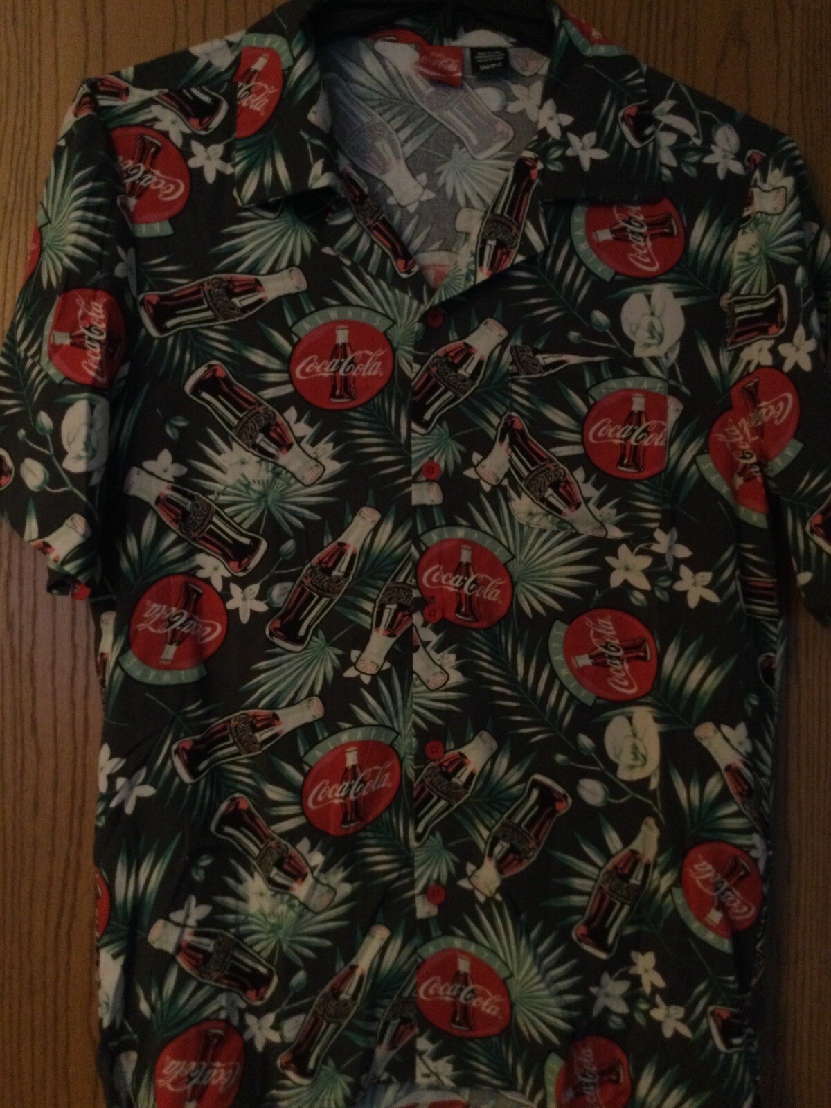 Coca Cola - Green/Button Down/Collared/Graphic/Ra… - image 1