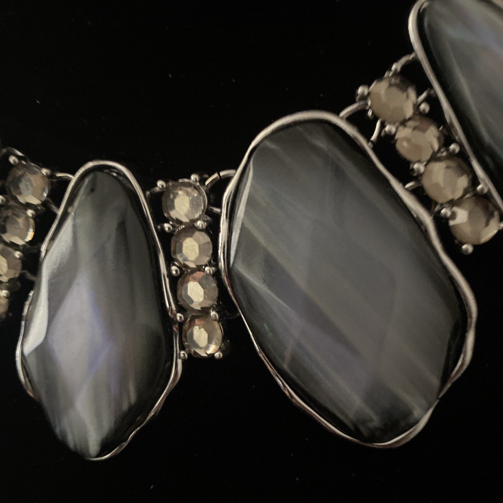 Large Statement Necklace Rhinestone And Blue adju… - image 2