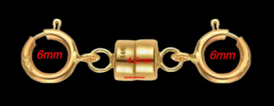 6MM SPRING RING  4.5mm 14k MAGNETIC DOUBLE CLASP Converter Yellow SOLID Gold USA