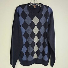 Dockers Mens Sweater Marine Blue Argyle Crew Neck Sz XL Preppy Academia