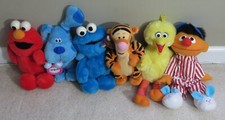 Sesame Street Plush Elmo Cookie Monster Big Bird Ernie Tigger Blue Lot Used