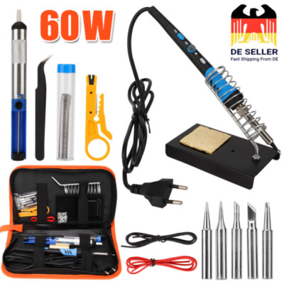 15PCS Profi Lötkolben Set Lötset Feinlötkolben Regelbar Soldering Iron Kit 60W
