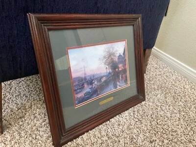 Thomas Kinkade Paris, Eiffel Tower 15X14 Paper Print Framed - Image 1 of 4