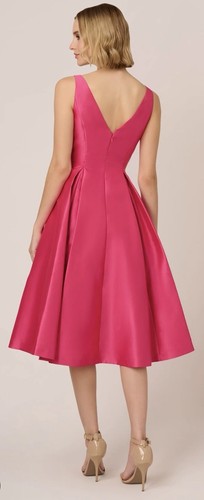 Adrianna Papell Mikado Pink Fit & Flare Dress Size 14 Tea-Length Sleeveless NWT - Picture 2 of 12