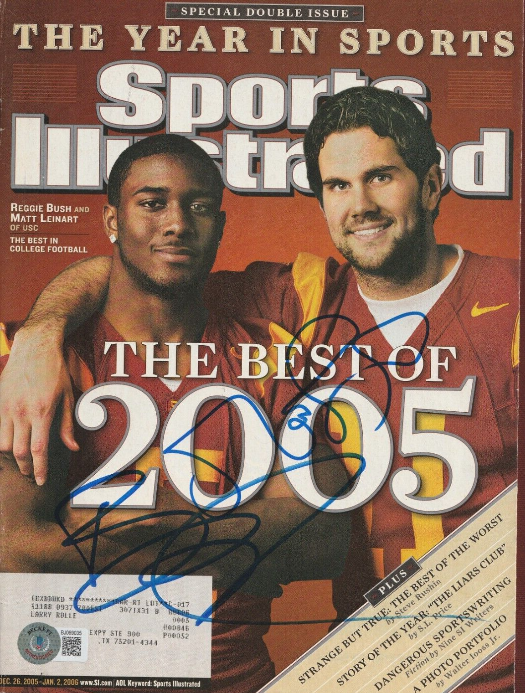 Matt Leinart Autographed Signed Reggie Bush Sports Illustrated Magazine 12/26/05 