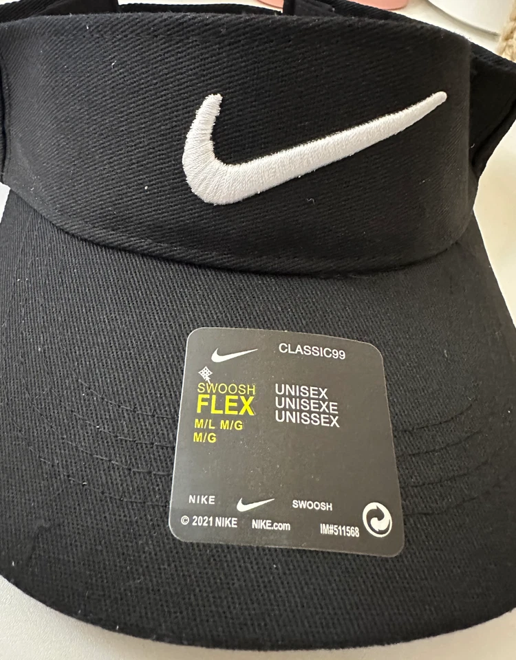 NIKE гольф логотип черный солнцезащитный козырек регулируемый УНИСЕКС Dri-Fit подлинный Nike - Изображение 4 из 4