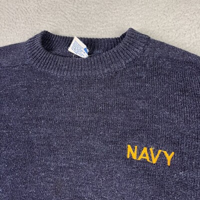 Vintage Champion Sweater Mens XL Blue Wool Blend US NAVY 80s