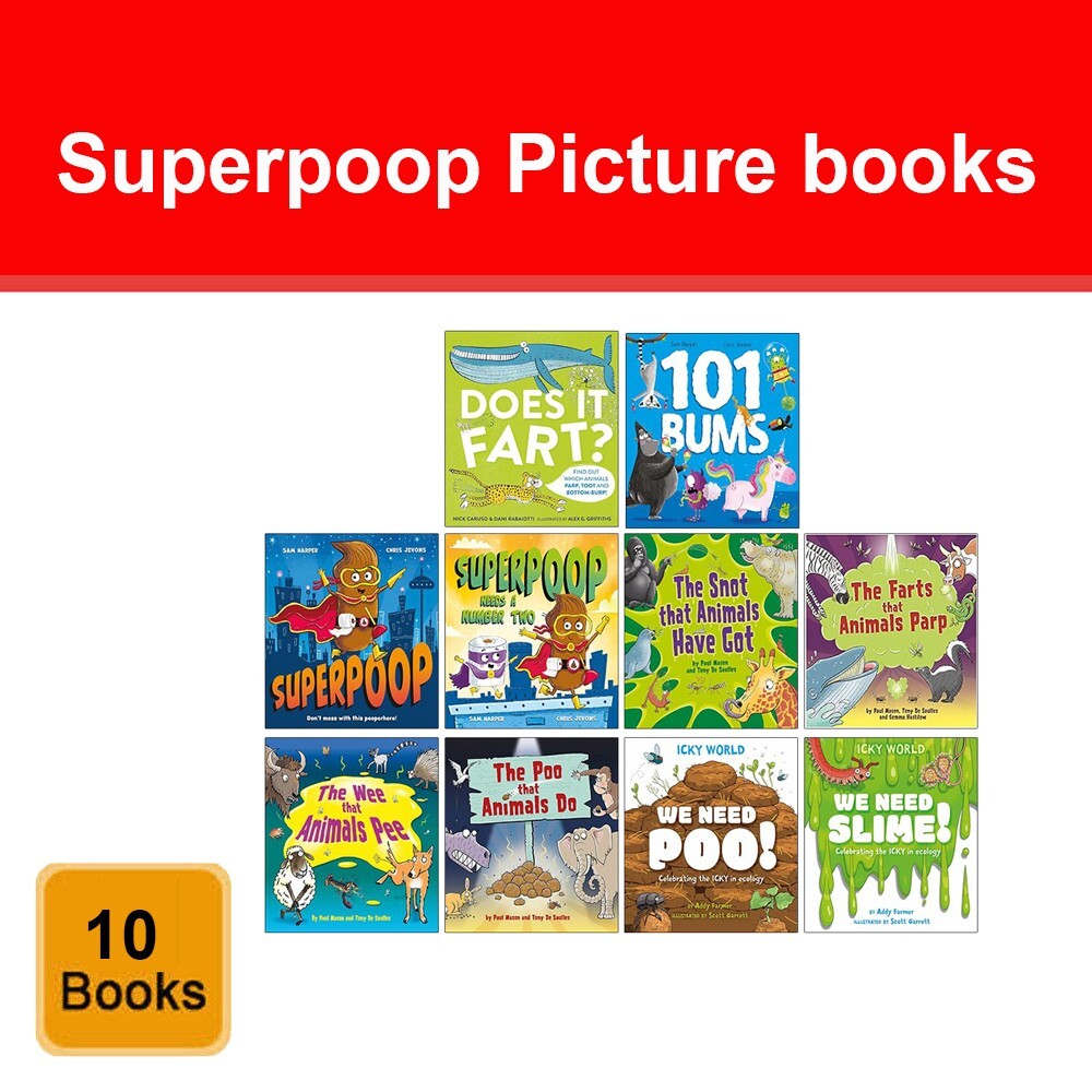 Superpoop Picture 10 Books Collection Superpoop, 101 Bums, Wee that Animals Pee