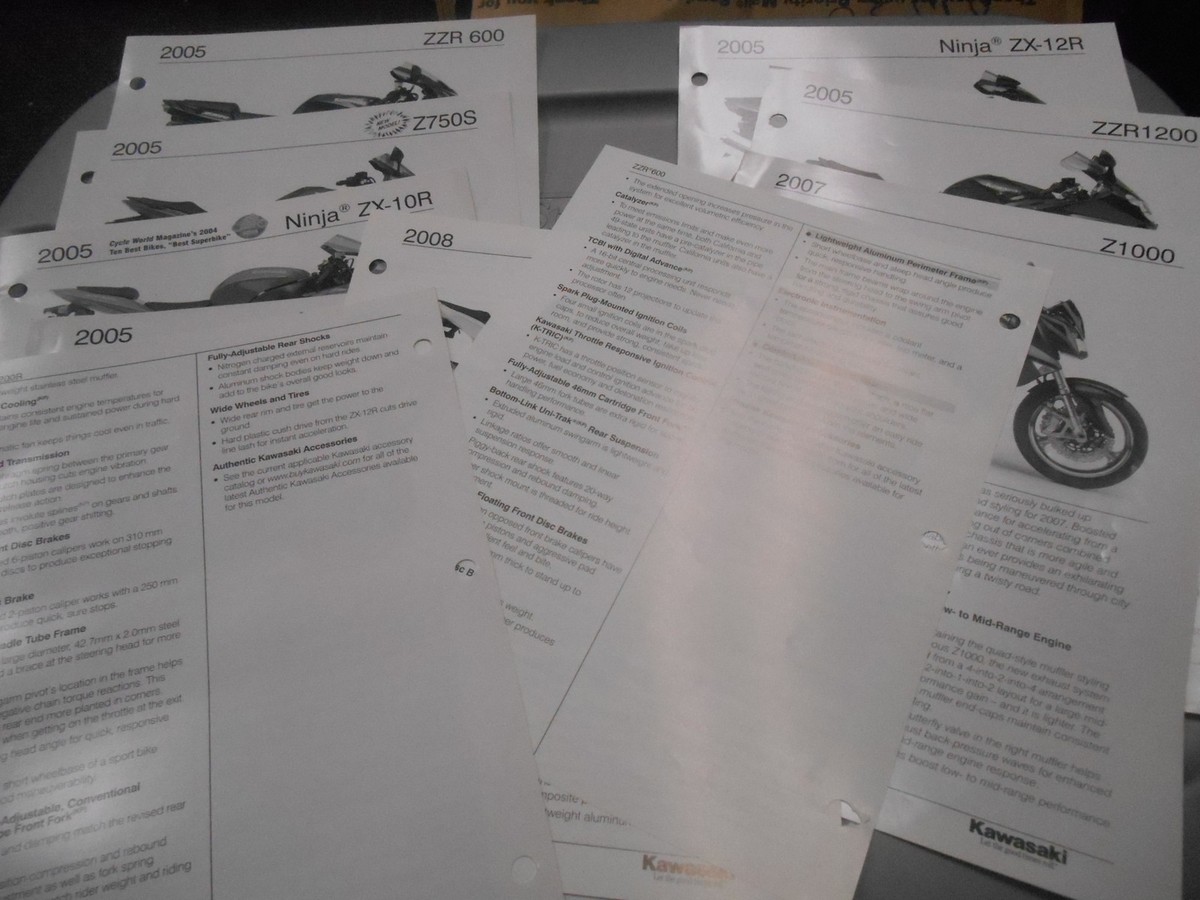 かページ Kawasaki Dealer Sales Features & Specification Brochures Z ZX ZRX