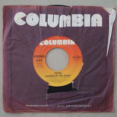 TOTO LOVERS IN THE NIGHT/WAITNG FOR YOUR LOVE VINYL 45 COLUMBIA VG 16-173