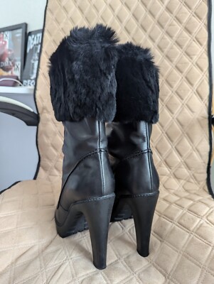 【美品】クリスチャンディオール　スエードブーツ 23cm 高ヒール　CDロゴ Christian Dior CD Logo Ankle Fur Bootie Leather Heels Boots Black