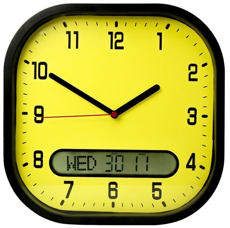 Lifemax High Contrast Clear Time Day-Date Wall Clock - Analogue & Digital