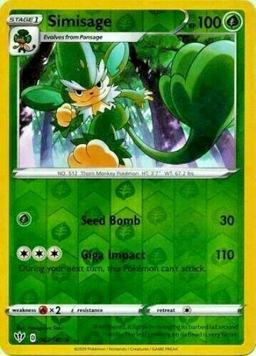 Pokemon - Simisage 007/189 - Reverse Holo - Darkness Ablaze - NM/M - New