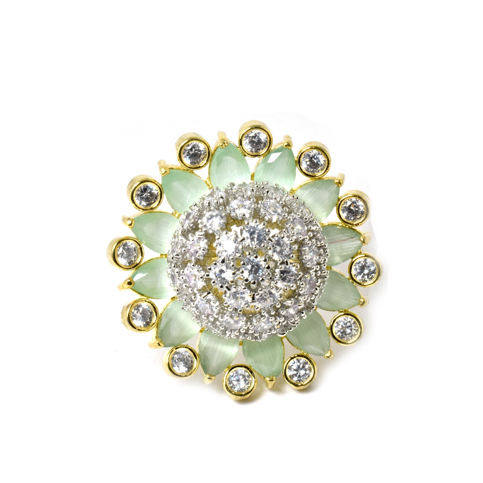 Emerald Cut CZ Diamond Gold Plated Stackable Gemstone Ring